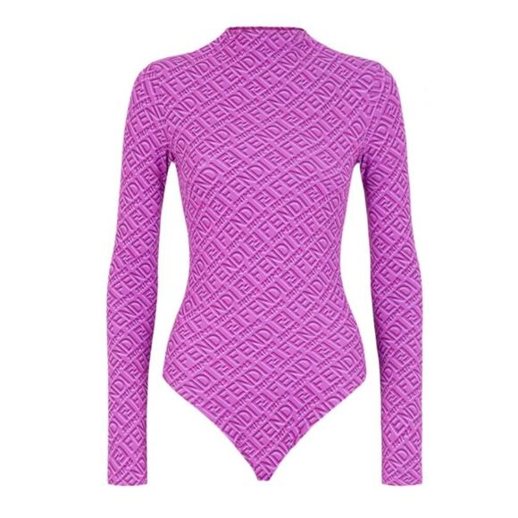 FENDI x SKIMS Mock Neck Long Sleeve Bodysuit - Picture 2 of 11